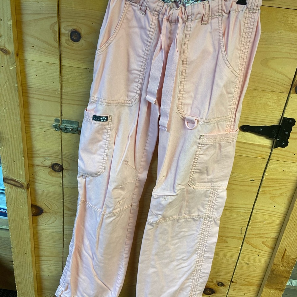 Pink koi scrub pants